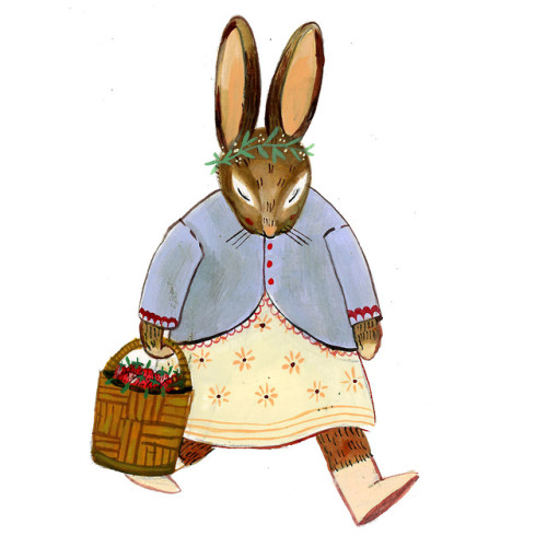 madisonsaferillustration: Bunny on her way back from a strawberry patch