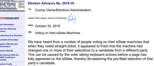 hrefnatheravenqueen: Hey there US friends! If you’re voting using these machines (Hart eSlate) or similar ones right now or in the near future, make sure that the machine has NOT changed your ballot before casting it, ‘k? It’s apparently an already