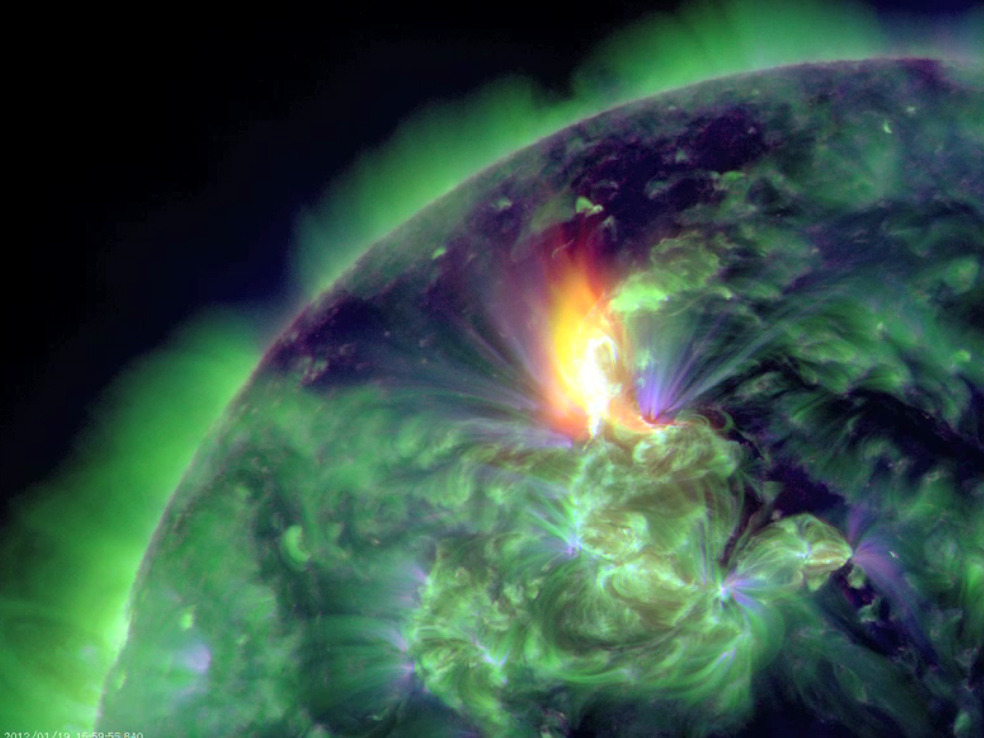 skynewsoffair:  The sun emitted a mid-level solar flare, peaking at 6:49 p.m. on