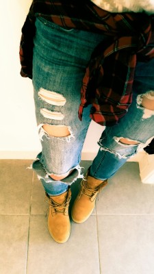 camillezra:  Timberland & flannel today….
