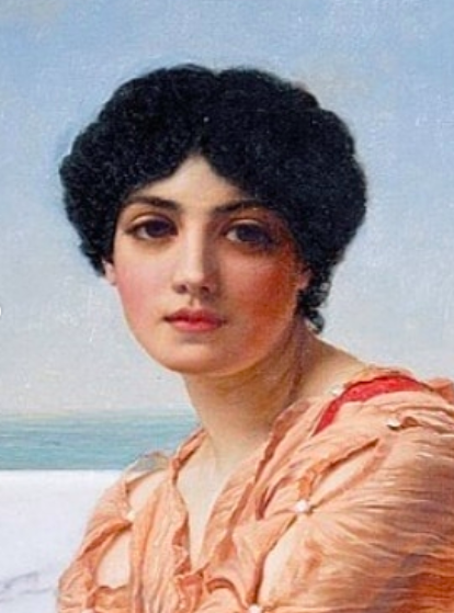 minimalist sappho (2020) by sapphic.moth / In the Days of Sappho (1904) by John William Godward