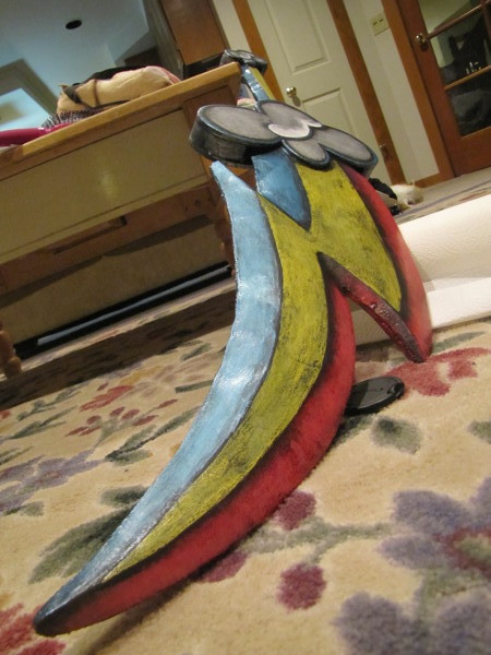 cawsplayconspiracy:  Rainbow Dash Cutie Mark Sword - 2013This took me about a month to complete due to college and that kind of thing. This is for a Warrior Rainbow Dash cosplay I’m working on and the first prop I’ve made out of EVA foam.  I….I&hel