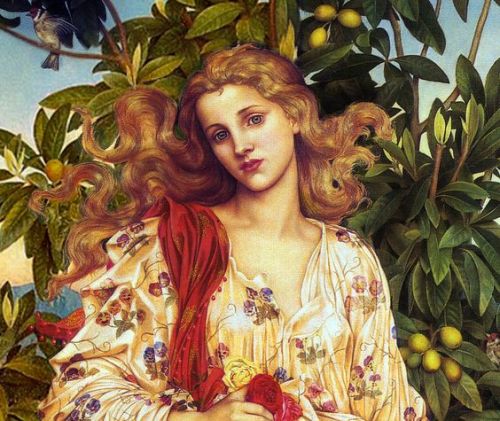 Détail de « Flora », par Evelyn de Morgan (1894).Detail of “Flora”, by Evelyn de Morgan (1894).