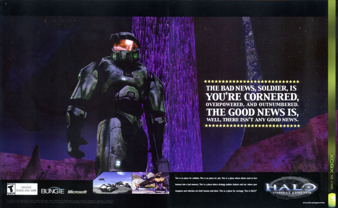XBOX ...HALO COMBAT EVOLVED ...AD ONLY 2001 VINTAGE PRINT AD