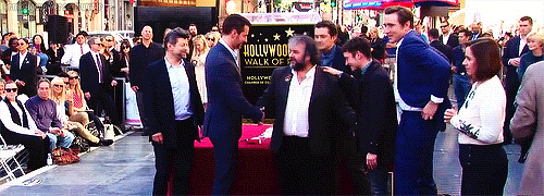 simplybentley:  leepace71:  Lee Pace & The Hobbit Cast celebrate Peter Jackson’s star on the Wal