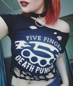 pullmyhair-makemescream:  I got stabbed in the tits the other day, and now they look super cute ❤️ (ft. Shameless FFDP plug because I’m a lil metal bitch) 