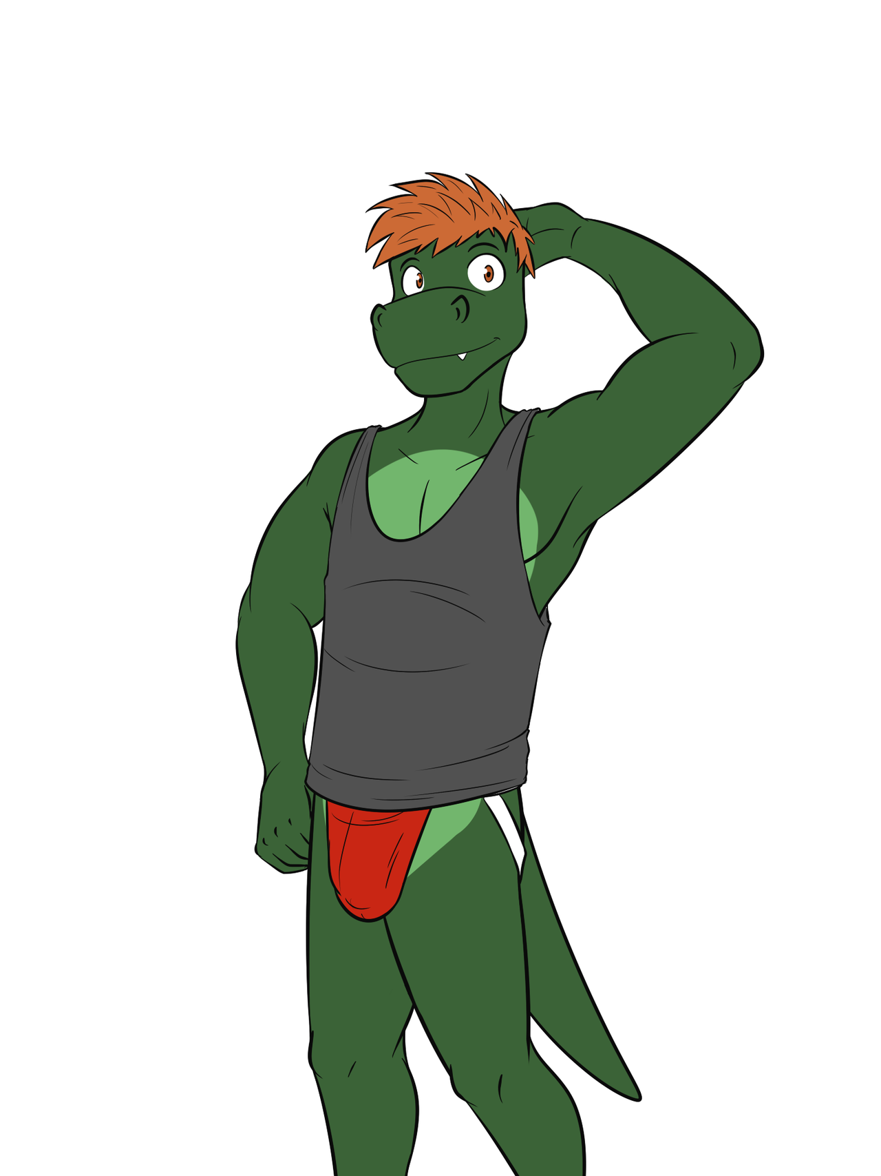 Alternate outfits of the gator in the red outfit