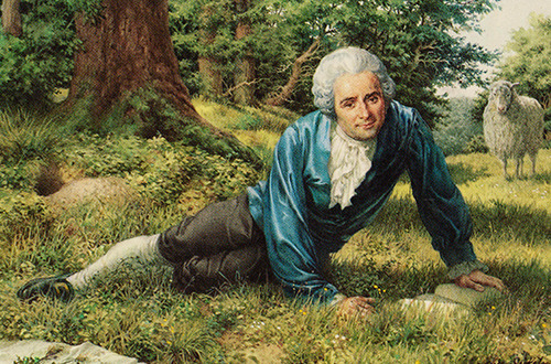 vivelareine:
“My trading card of Jean-Jacques Rousseau resting casually on meadow grass with a ‘come hither’ expression while a sheep waits in the background has finally arrived.
”
I think about this trading card a lot