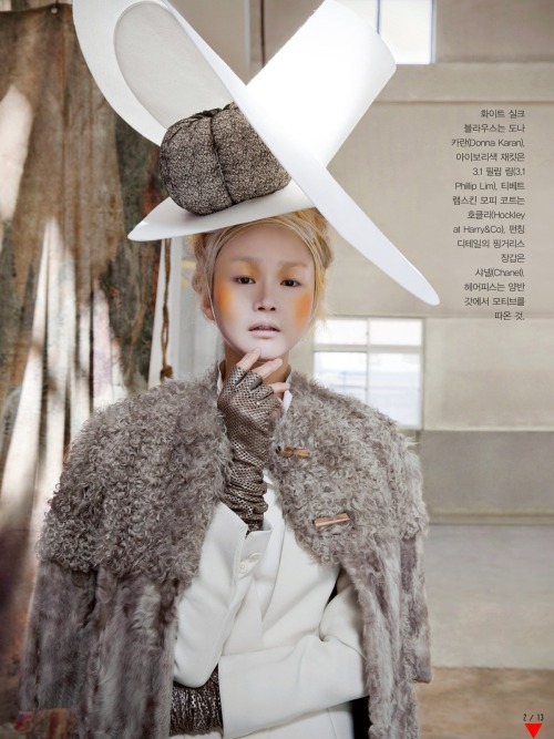 ’Woman in Folk Painting’. Lee Hye Jung by Koo Bohn Chang For Vogue Korea. January 2013