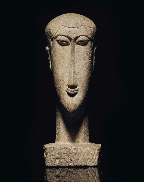 jeanne-art: Amedeo Modigliani (1884-1920), Tête, limestone, Height: 20 1/8 in. (51 cm.), Carved circ