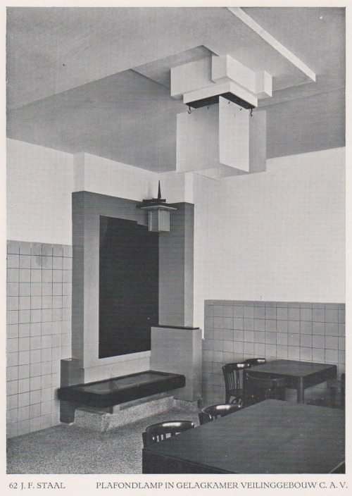 Ceiling lamp, flower auction building, Aalsmeer, J.F. Staal, circa 1927. From Uitzichten en stroomin