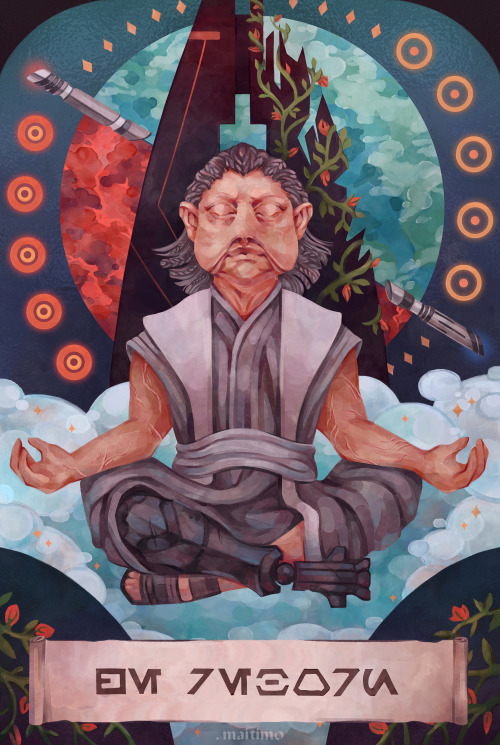 Commission portrait in some tarot card aesthetics. The picture turned out to be quite epic due to th