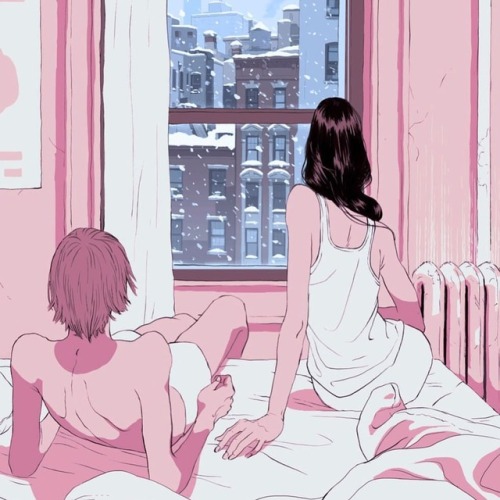 Snow is the most romantic ♡ this (pink-tinted) New Yorker cover is everything we love about NYC wint