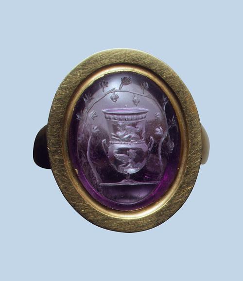 The Goddess FortunaKrater and VineAbduction of EuropaAncient Roman carved amethyst intaglio rings (H