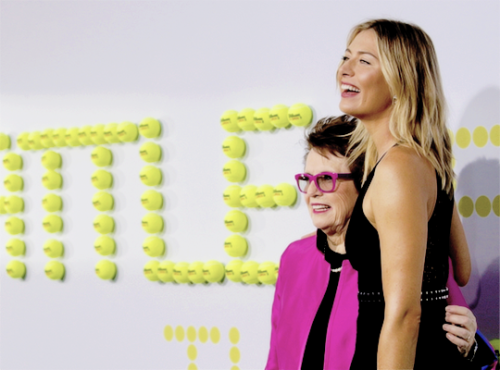 Maria Sharapova and Billie Jean King attend the ‘Battle of the Sexes’ premiere in Los Angeles, Calif