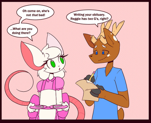 whygena-draws: A lot of people are kind of afraid of Salem. But not Reggie. He’s too friendly. I’ve started putting this comic on Smackjeeves so that the comic is easier to view. Check it out at the link below [Reggie’s Bakery] [(Support me) Patreon]