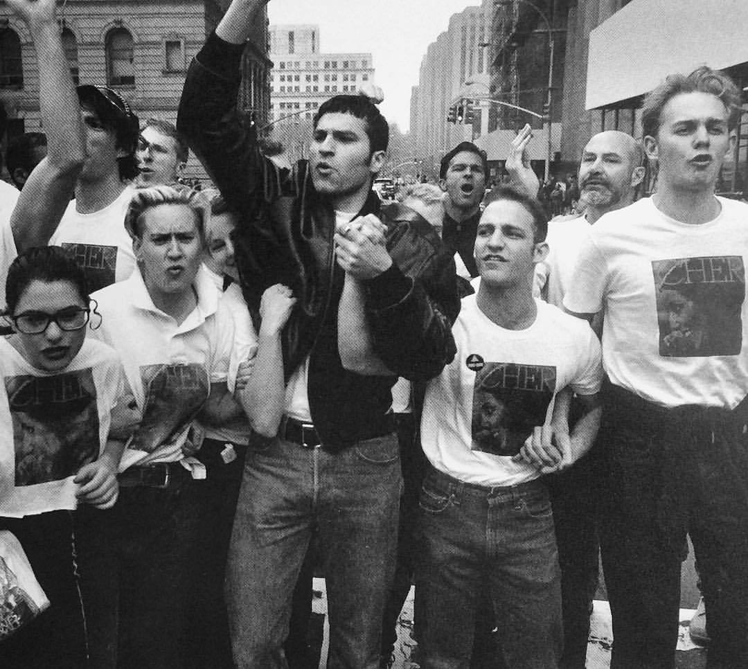 pressworksonpaperblog:ACT-UP (aids coalition to unleash power) demonstration, 1989,