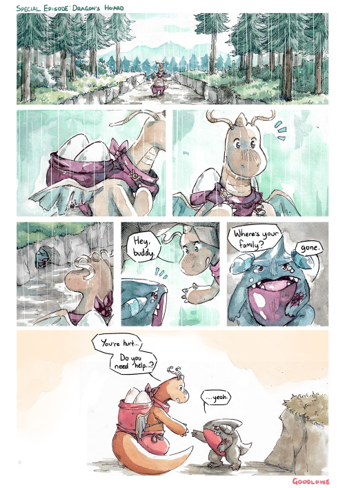 goodlouse:  Maybe the real treasure was the family we made along the way… This was the 4-page pokemon mystery dungeon comic I made for the HERE BE DRAGONS zine (@ dragonzine on twt)! [rbs&amp;follows&gt;likes]