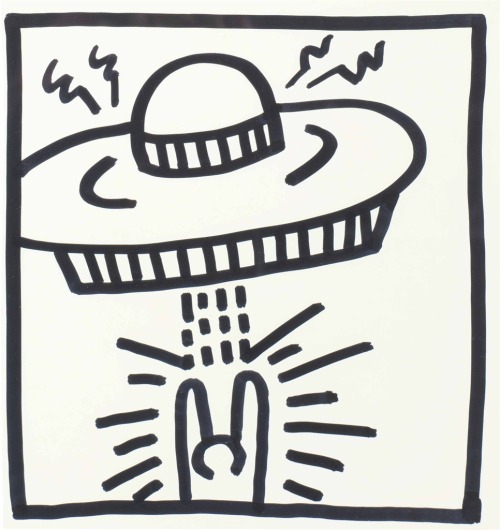 bigandstrong: Keith Haring - Untitled (Man with UFO), 1982