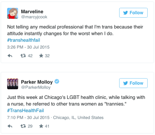 chrysalisamidst: micdotcom: Trans people are revealing their healthcare nightmares via #TransHealthF