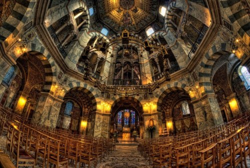 Interior of Palatine Chapel, Aachen Cathedral. Germany.