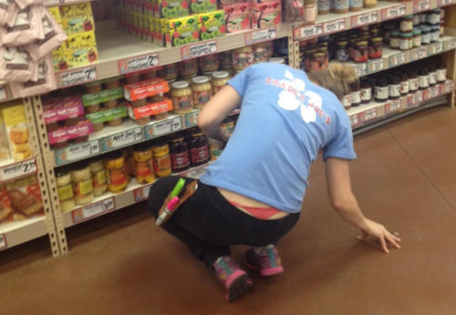 visiblethongbabes4:  Visible thong at the store …