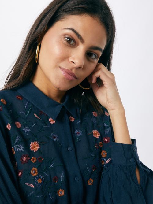 semi sheer embroidered shirt