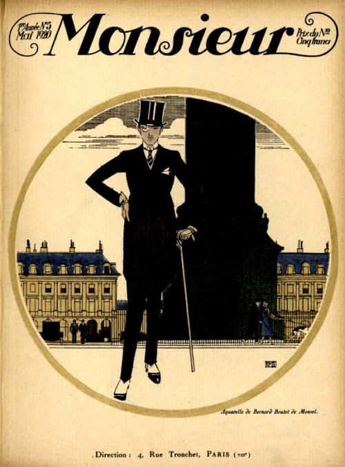 Cover for Monsieur magazine, illustrated by Bernard Boutet de Monvel, Paris, 1920