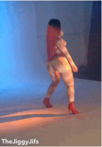 thejiggyjifs:  2 Big Booty Strippers Twerking in a catsuit at a Photoshoot
