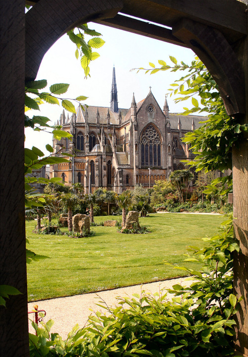 frombritainwithlove: Arundel Cathedral from Castle gardens, West Sussex. Source: Flickr