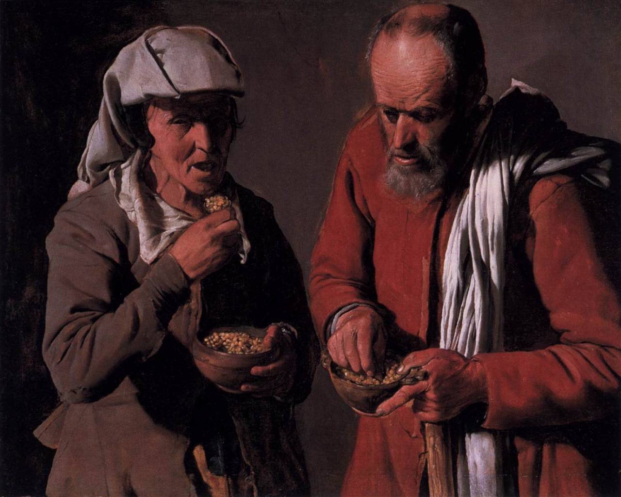 Georges du Mesnil de La Tour (1593 - 1652), Peasant couple eating, c. 1620