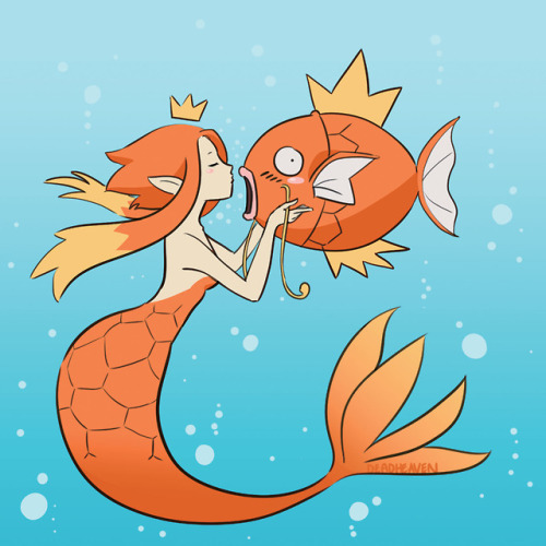 deadheaven: gonna try my hand at #maysketchaday and #mermay with this magikarp mermaid