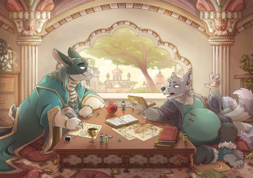 Commission for RyuAragon on Twitter! Hyden meets with Fusa to discuss the finer points of spellcraft