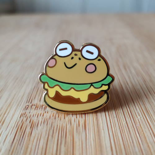 My new frog burger enamel pin is now available in my ecwid store and etsy  keropancakes.ecwid.com et