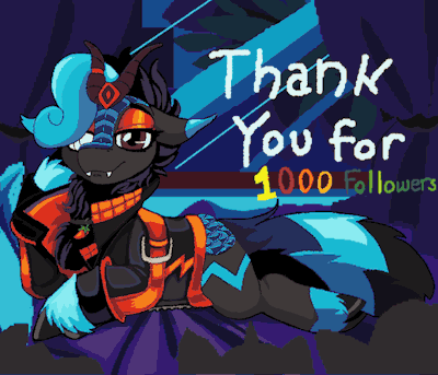 ponyartistbrainiac:Oh hecc I gained 1000 followers while I was sick with the fluThanks guys :)