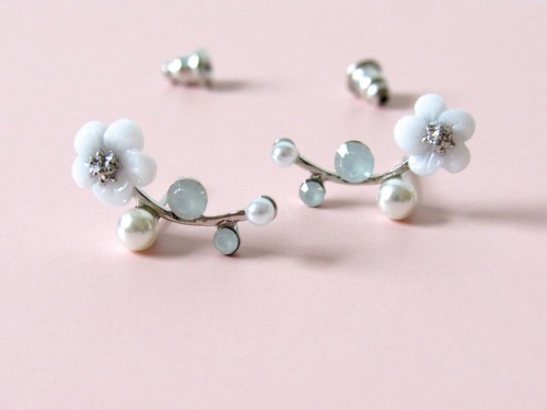 kloica:Enamel Floral Stem Earrings by Kloica Accessories