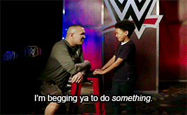 mithen-gifs-wrestling:Randy Orton gets slapped by an adorable tyke on Swerved, much to the delight o