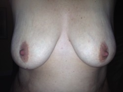 ourbreasts:  I am 45 and have nursed a single child and then twins, I am a 38D. While I was nursing my twins I was much larger. While my breasts are no longer as perky and firm as they once were, I still love them and am very happy to have them. I can’t