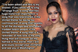 micdotcom:  Rebecca Ferguson was asked to sing at Trump’s inauguration. She said she’d do it if she can sing “Strange Fruit” There’s at least one recording artist open to performing at President-elect Donald Trump’s inauguration. Singer