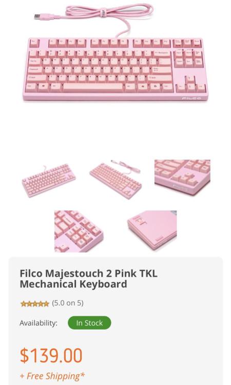 For any other pink setup enthusiasts, the pink Filco keyboard is back in stock!