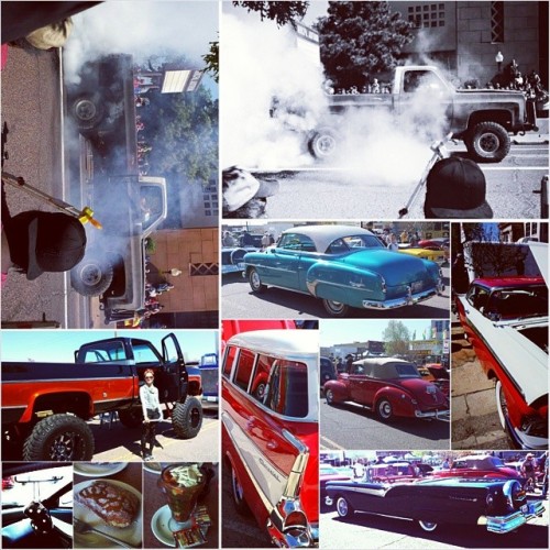 Burnout, more classic cars and me and a huge truck which I probably need a ladder to climb up on it.