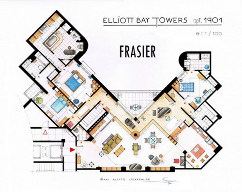 pseudo-functional:  tastefullyoffensive:  Floor Plans of Famous TV Apartments [nikneuk]  this is too fucking cool 
