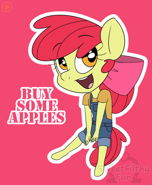 sweetfilthyfun:  Apple Bloom has a very effective sales pitch, don’t you think? This is an example of a chibi you could receive if you pledge บ to my Patreon! Patrons of this tier get chibis every month they are supporting me. If you would like an