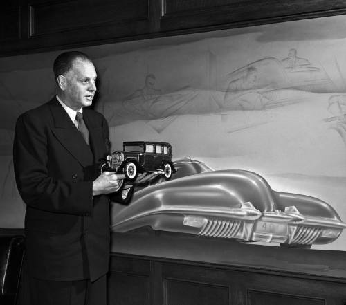 cardesignculture: Former head of GM Design Harley Earl in his office at the top of the Argonaut Buil