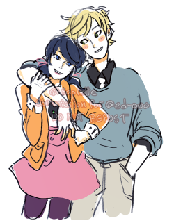 caprette:  Marinette and Adrien sketch for