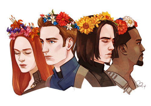 kuryakinks: CATWS Floral Crowns [Society6] Cleaned up the Steve and Bucky piece to be consistent wit