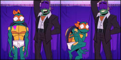 Heres from the new TMNT cartoon: &quot;The Clothes Don&rsquo;t Make The Turtle&quot;