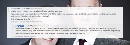 doctorwho:Thanks for following Mark Gatiss’ Reddit AMA with us. In case you missed it, here’s some