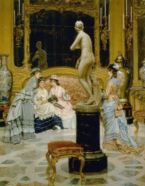 A Visit to the Gallery (1877). Pier Celestino Gilardi (Italian, 1837-1905). Oil on canvas. UMMA. Ele