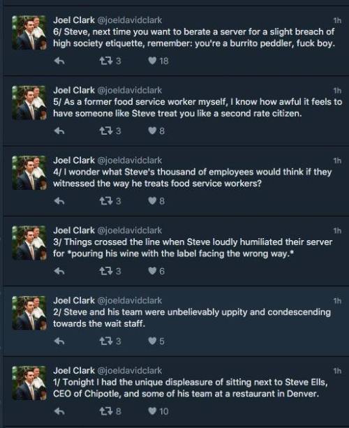 The CEO of Chipotle treats restaurant servers poorly.
